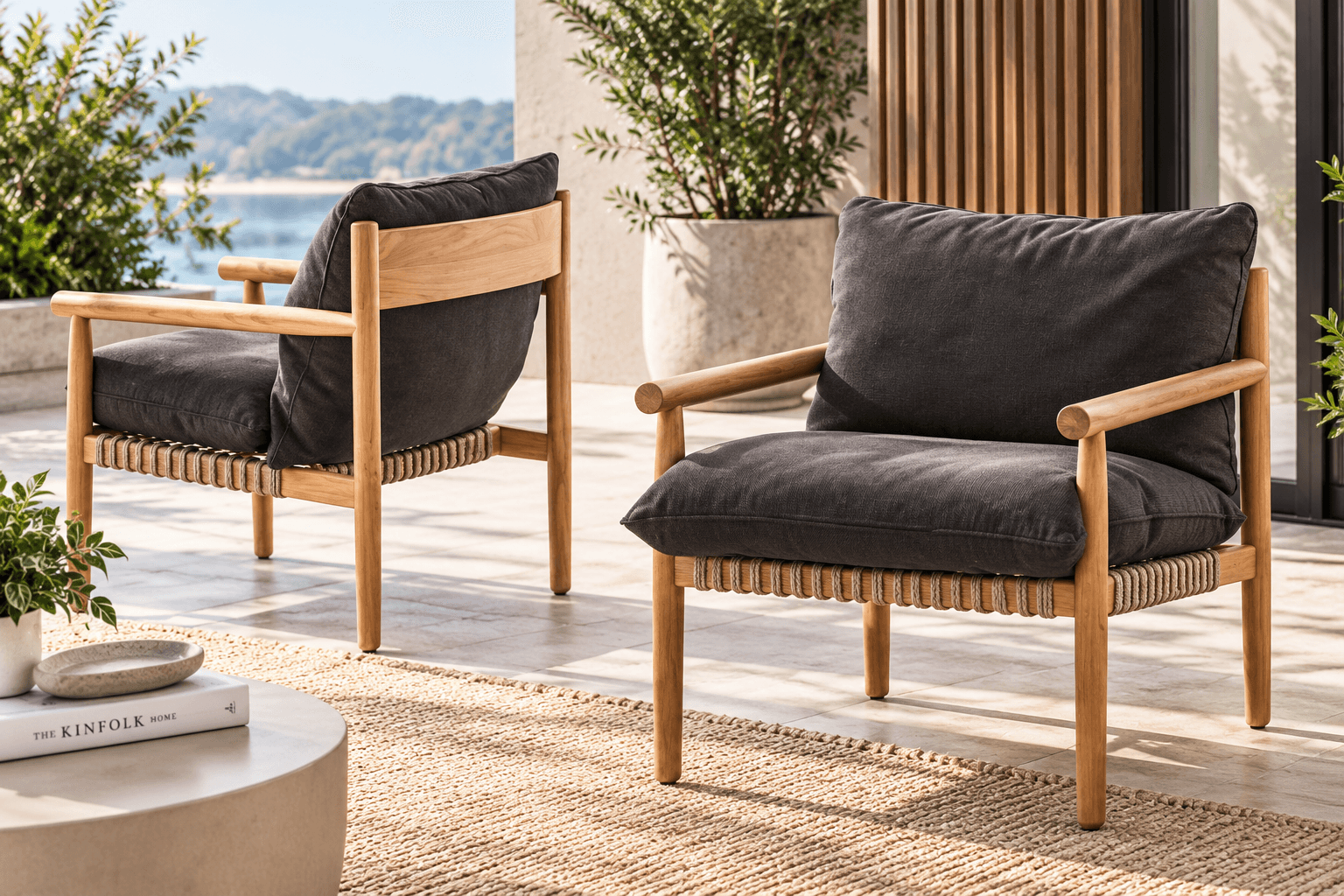 AD-205 Outdoor Luxury Wood Cum Rope Sofa
