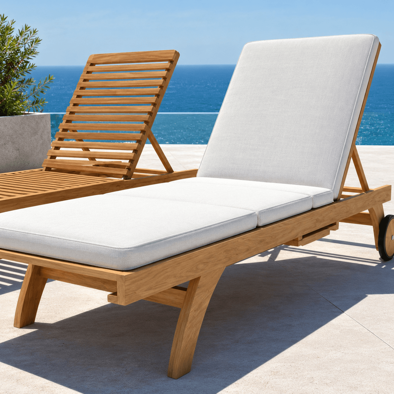 Wooden Pool Lounger